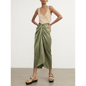 Vince | Twist Front Midi Skirt Green Size 0